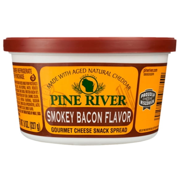 Pine River Cheese Spreads 3-Pack | Smokey Bacon | (3) 8 oz tubs | SHELF-STABLE | Smokey, Umami & Creamy Wisconsin Pub Cheese Spread