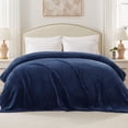 thumbnail image 3 of Exclusivo Mezcla Waffle Textured Soft Fleece Blanket, King Size Bed Blanket, Cozy Warm and Lightweight (Navy Blue, 90"x104"), 3 of 10