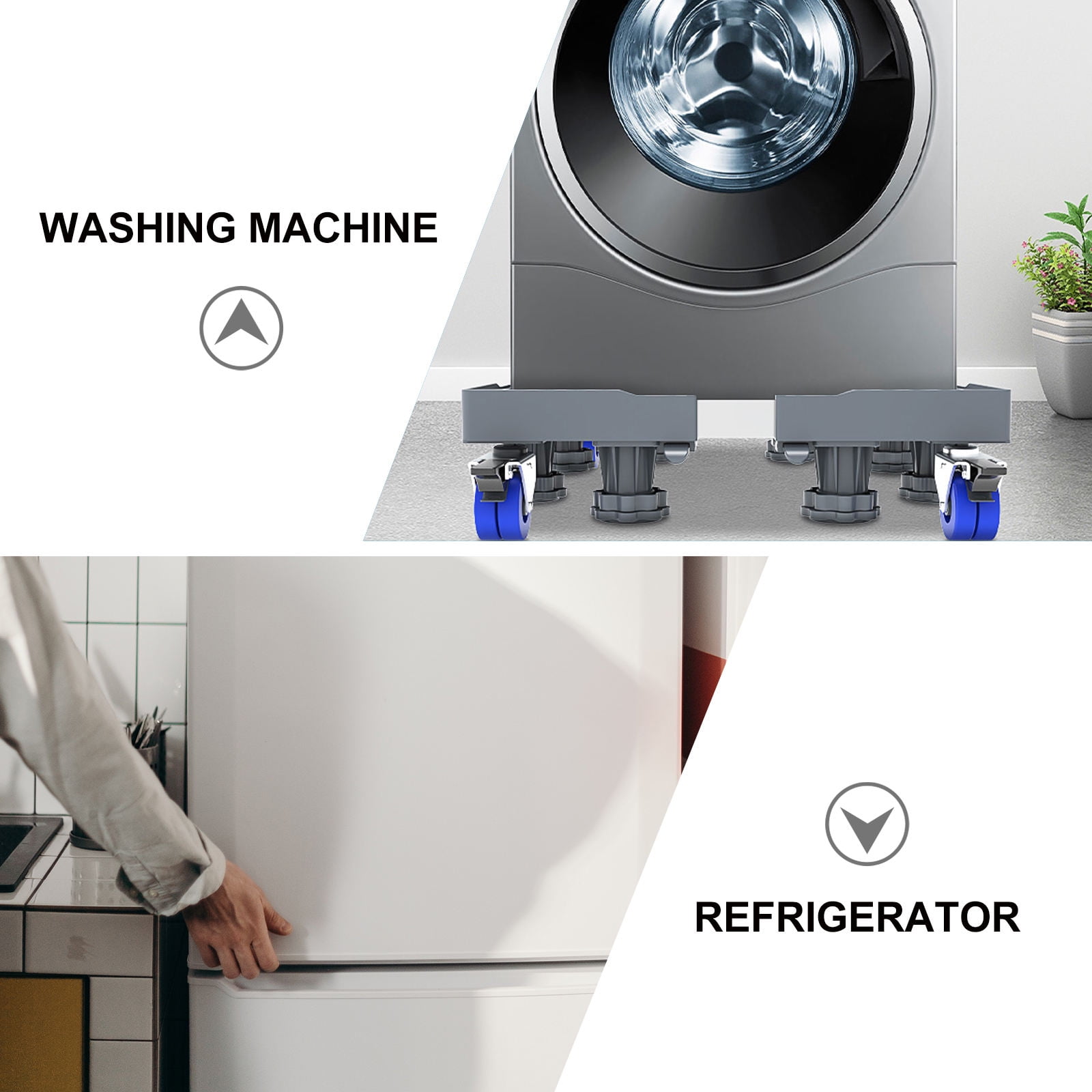 KALLORY Adjustable Appliance Stand Base with Anti-Skid Grey Plastic Design, Fits Various Home Appliances and Machines