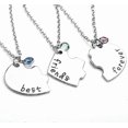 thumbnail image 4 of Silver Tone Alloy Rhinestone Best Friends Forever and Ever BFF Necklace Engraved Puzzle Friendship Pendant Necklaces Set(Set of 3), 4 of 4