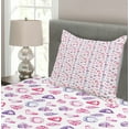 thumbnail image 3 of Ambesonne Diamonds Quilted Bedspread Set 2 Pcs, Watercolor Heart Rocks, Twin Size, Pink Violet Red, 3 of 4