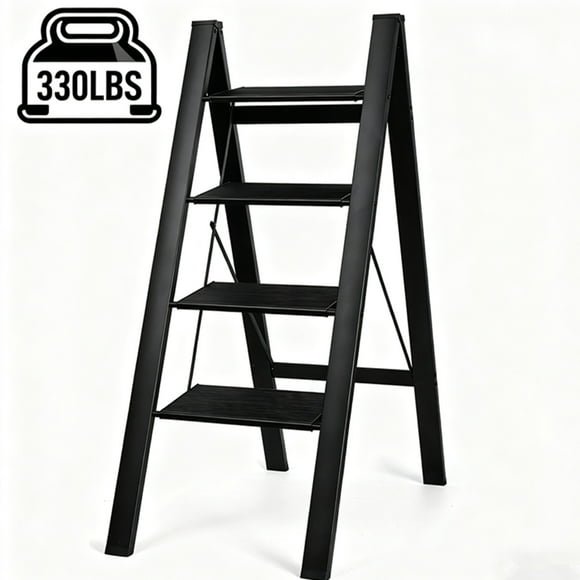 4 Step Ladder, Foldable Step Stool Aluminum Stepladder 330lbs Capacity
