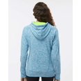 thumbnail image 3 of J. America Women's Cosmic Fleece Hooded Sweatshirt 8616 - Electric Blue/ Neon Green Size 2XL, 3 of 5