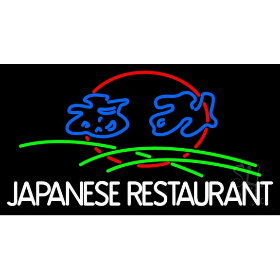 Japanese Restaurant LED Neon Sign 13 x 24 - inches, Clear Edge Cut Acrylic Backing, with Dimmer - Bright and Premium built indoor LED Neon Sign for restaurant window and interior decor.