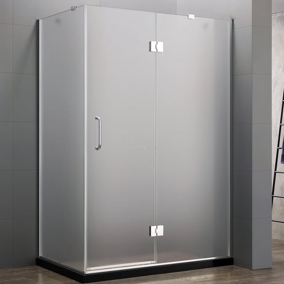 Dreamwerks 32 in. D x 47 in. W x 79 in. H Frameless 3-Piece Hinged Shower Enclosure with Frosted Glass