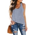 thumbnail image 2 of Women Summer Tops Women Sleeveless Summer Casual Tops O Neck Solid Color Casual Shirts Loose Fit Blouse Women's Shirts Sleeveless Tunic Loose Fit Tank Top Dresses for Clothes Woman Denim Grey 2XL, 2 of 7