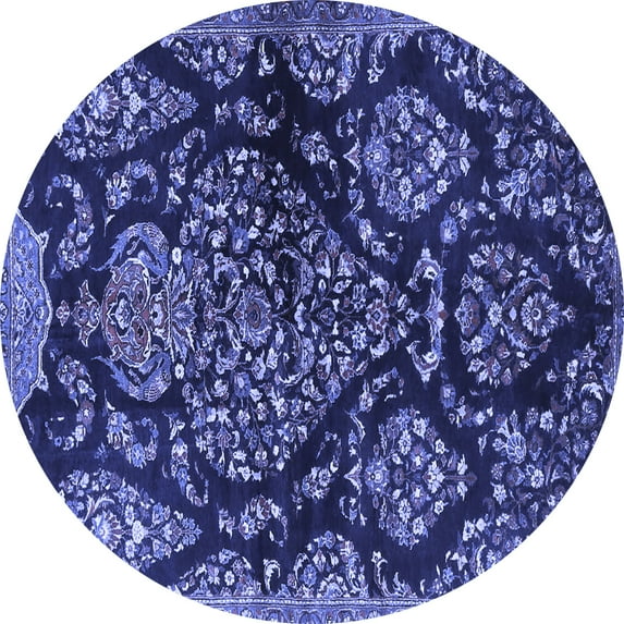 Ahgly Company Machine Washable Indoor Round Persian Blue Traditional Area Rugs, 5' Round