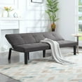 thumbnail image 2 of BSHTI 68.9”Futon Sofa Bed,Backrest has 3 Adjustable Positions,Twin Size Armless Convertible Sofas,Perfect for Small Spaces Faux Suede Dark Gray, 2 of 15