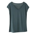thumbnail image 1 of FAIWAD Womens Short Sleeve V Neck Tops Stretch Solid Color Lightweight Loose Pullover Tops, 1 of 4