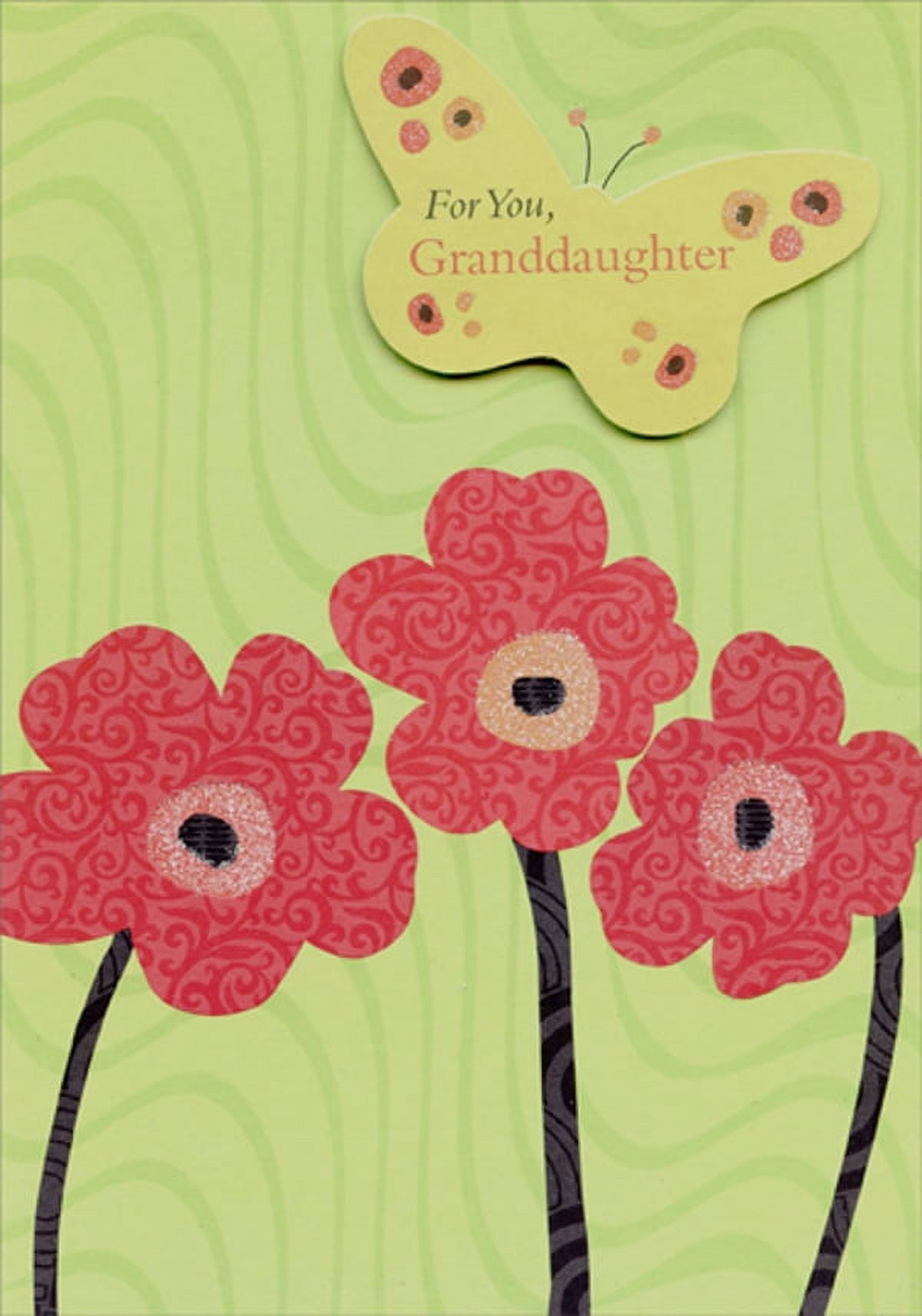 Designer Greetings Great-Granddaughter Christmas Card - Gold Foil Floral Oval Frame Card - View #2