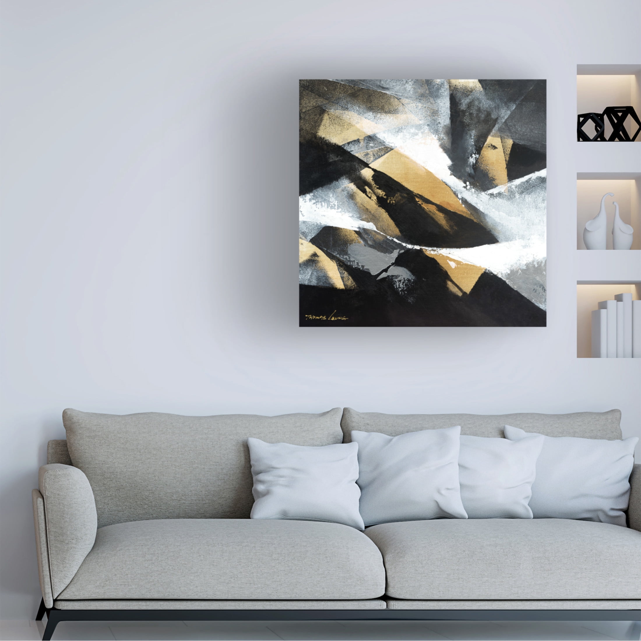 Canvas Wall Art - Thomas Leung 'Gold Fusion 1' Wall Art for Living Room, Bedroom, or Office Décor by Trademark Fine Art - 35 x 35 Inches