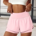thumbnail image 5 of COMVALUE Women's Running Shorts with Zipper Pocket 2 in 1 High Wasited Workout Athletic Gym Yoga Spandex Shorts for Women Pink S, 5 of 7