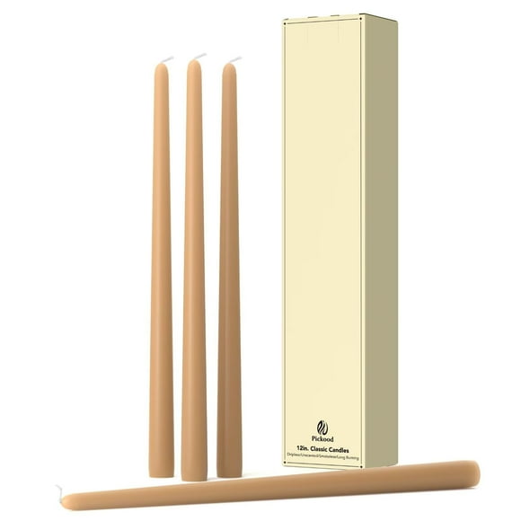 Set de 4 velas cónicas Pickood, 30 cm, color beige, sin goteo
