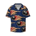 thumbnail image 3 of Balery Bowling Ball And Flame Men's Casual Button Down Shirt Short Sleeve Textured Summer Cuban Beach Shirts-Medium, 3 of 7