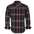 thumbnail image 2 of Coevals Club Men's Western Cowboy Long Sleeve Pearl Snap Casual Plaid Work Shirts Black Red 06 Large, 2 of 3