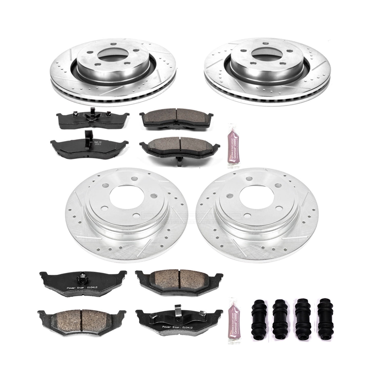 PowerStop Front and Rear Z23 Evolution Sport Carbon-Fiber Ceramic Brake Pad and Drilled & Slotted Rotor Kit Fits: CHRYSLER DODGE Select Models K6178
