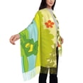 thumbnail image 5 of Cauagu Two Frogs Are Sitting On Water Lilies Print Women Wrap Shawl tassels Scarves Retro Scarf 77.6"X28.3", 5 of 8