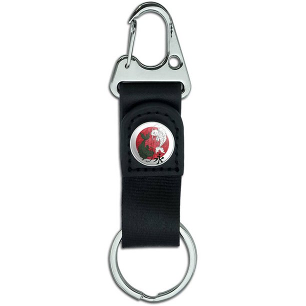 Yin Yang Red Moon, Asian Koi Carp Fish Belt Clip On Carabiner Leather