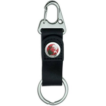 Yin Yang Red Moon, Asian Koi Carp Fish Belt Clip On Carabiner Leather Keychain Fabric Key