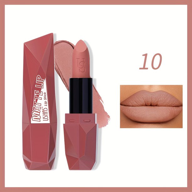 USHAS 6 colores mate terciopelo desnudo lápiz labial de larga duración impermeable lápiz labial hidratante marrón rosa maquillaje de labios
