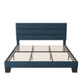 thumbnail image 3 of Allewie Cal King Size Platform Bed Frame with Velvet Upholstered Headboard, No Box Spring Needed, Navy Blue, 3 of 7