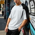 thumbnail image 4 of TKKCS Mens Raglan Half Sleeve T Shirt- Stretch Loose Fit Crew Neck Color Block Summer Casual Tees White Size 4XL, 4 of 8
