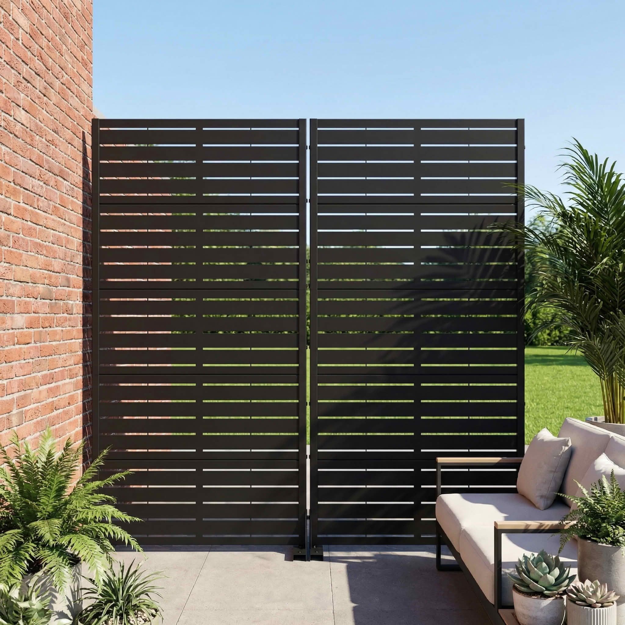 MAYEERTY 60x30 Black Double-sided Outdoor Natural Privacy Panel Screen, 5 Piece Set Natural Folding Divider for Backyard and Garden