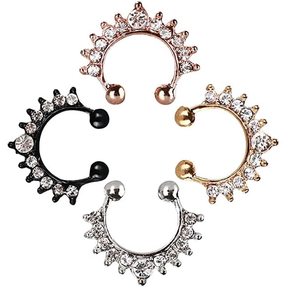 Magnetic Septum Fakes Nose Rings Horseshoe Nose Rings Hoops 316L Stainless Steel Reusable Nose Cuff Non Piercing for Women Men Steel,with Replace Spikes