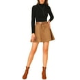 thumbnail image 2 of INSPIRE CHIC Women's Faux Suede A-Line Skirt Faux Leather Belt with Tie Mini Skirts, 2 of 6