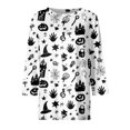 thumbnail image 4 of Halloween Tops for Women 3/4 Sleeve Pumpkin Cat Print Crew Neck Loose Fit Blouse Party Wear, 4 of 5
