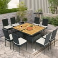 thumbnail image 4 of Costway Ensemble de Salle à Manger en Rotin pour Patio 10 Pcs Tables Rectangulaires en Bois Chaises avec Coussins Jardin, 4 of 8