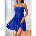 thumbnail image 3 of Huhudde Women’s Spaghetti Straps Tiered Swing Short Dress Casual Sleeveless A Line Flared Beach Dress With Smocked Detailing, 3 of 20