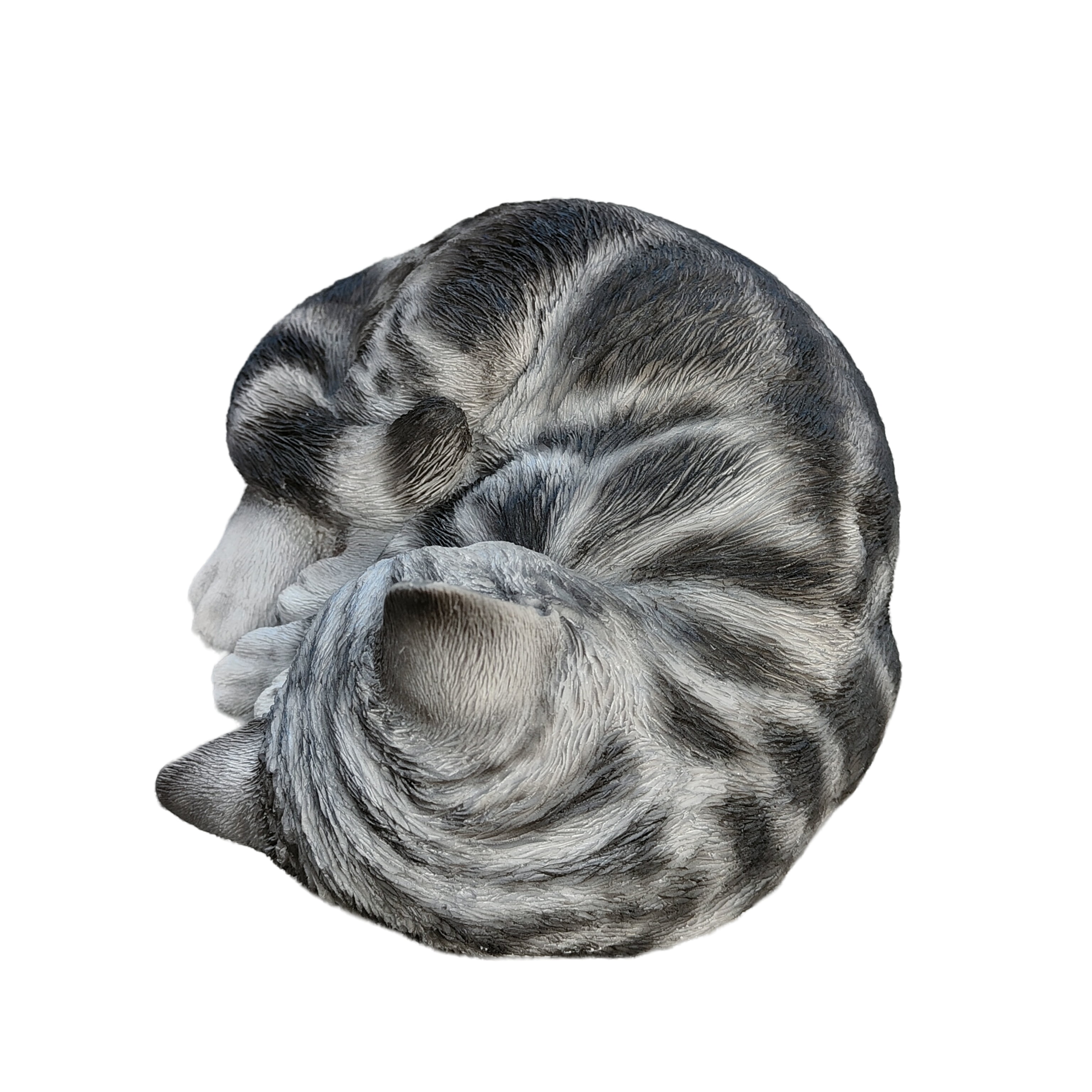Hi-Line -Tabby Dreams: Enchanting Black & White Polyresin Sleeping Cat Figurine