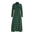 thumbnail image 5 of Vintage Plaid Maxi Dress for Women Long Sleeve a Line Flowy Dress Flannel Shirt Long Dresses Green L, 5 of 7
