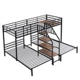 thumbnail image 5 of Twin over Twin & Twin Metal Bunk Bed,Triple Bunk Bed 3 Beds Bunk Bed with Storage Shelves Staircase,Black, 5 of 13