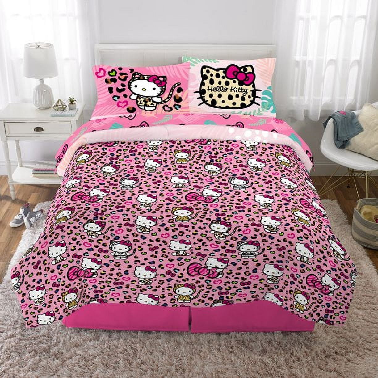 Hello Kitty Girls Full Comforter & Sheet Set (5 Piece Bed In A Bag), Comforter Set, Pink