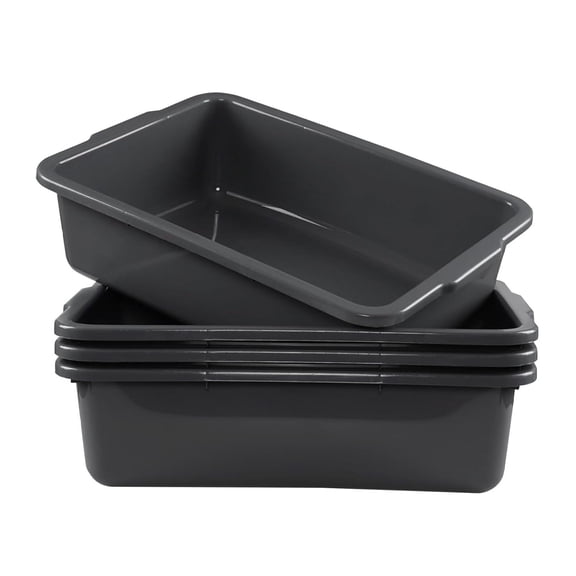 4 Pack Large Bus Tubs, 35 L Plastic Wash Basin, Grey