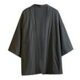 thumbnail image 1 of Sun Protection Clothing Men Casual Solid Three Quarter Sleeve Cardigan Ice Silk Sun Protection Clothing Tops, 1 of 5