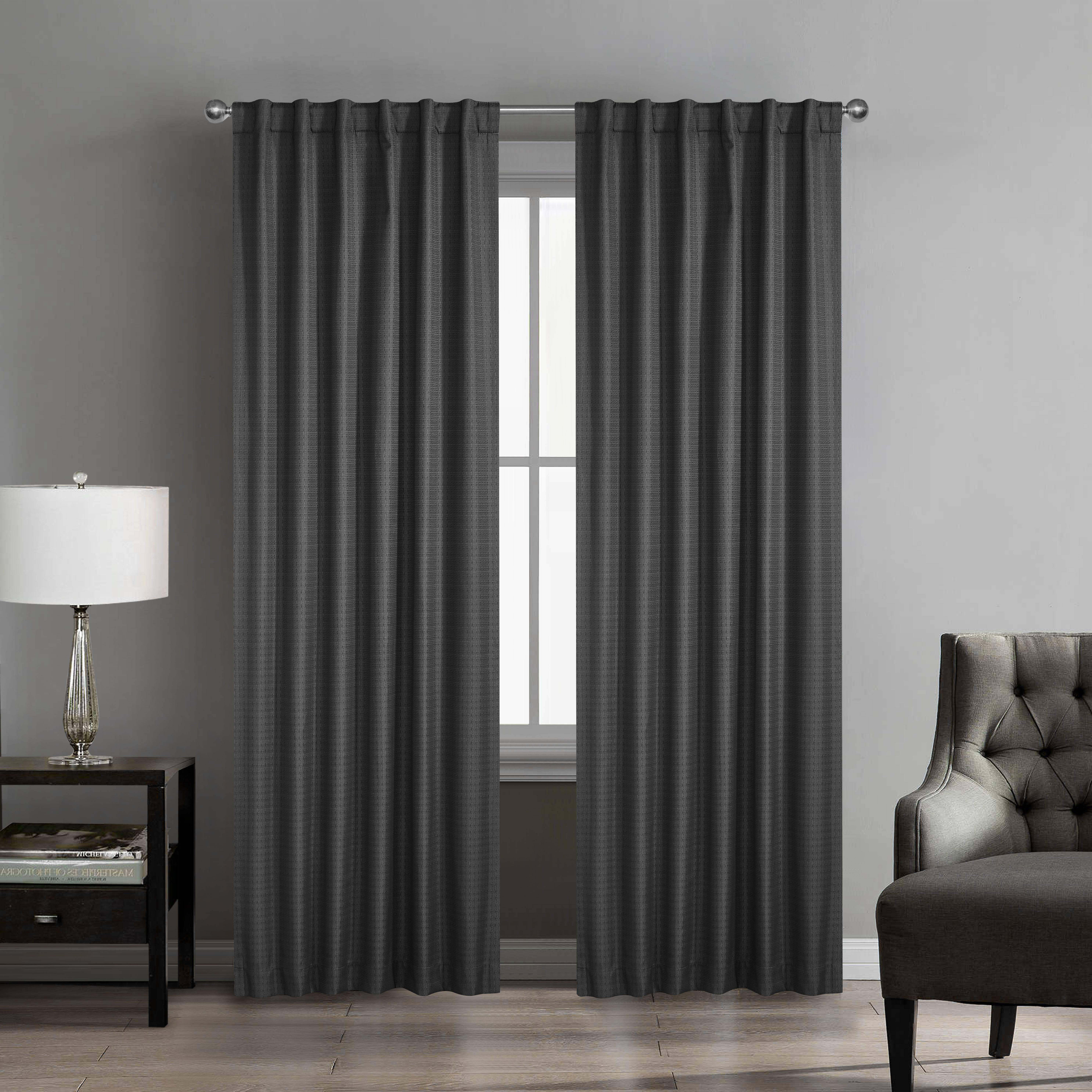 Urban Shop Solid Texture Room Darkening Rod Pocket Curtain Panel Set Of 2 Walmart Com Walmart Com