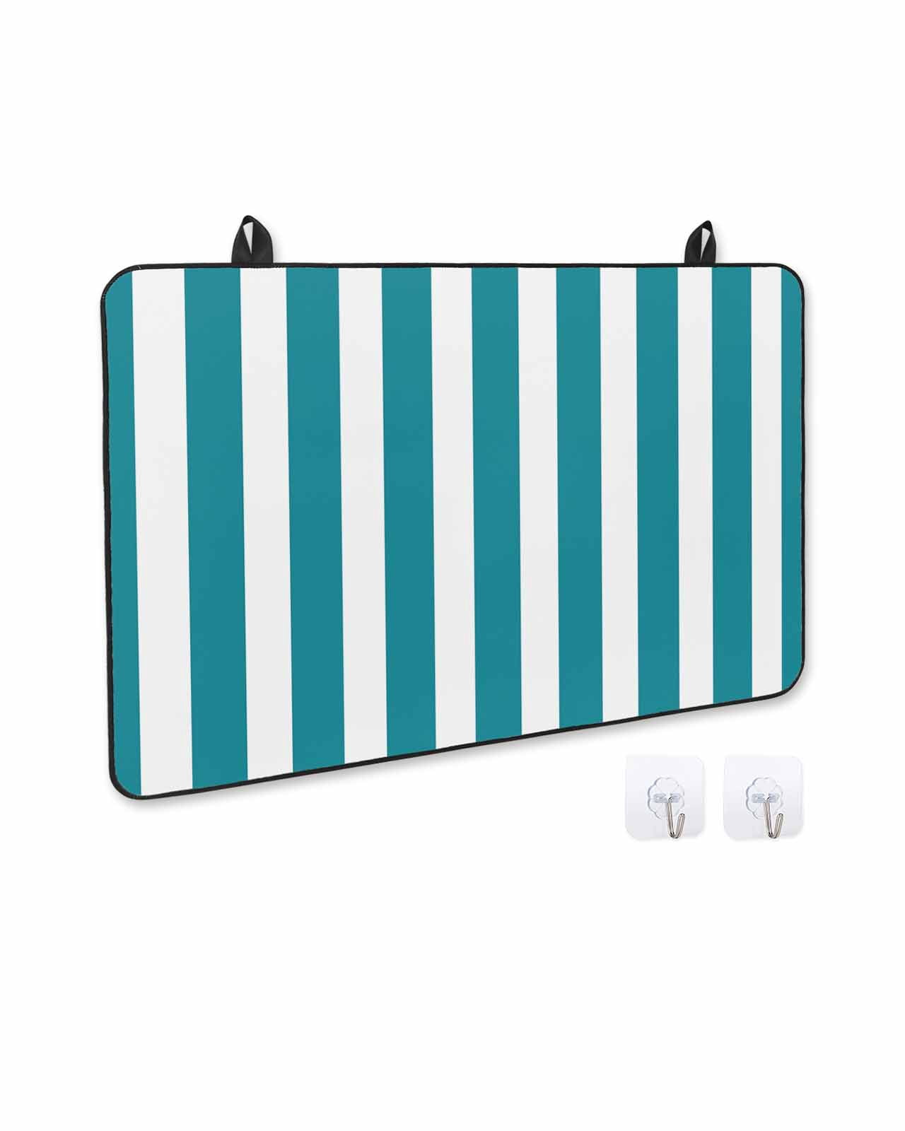 nqOlkjepod Large Induction Cooktop Protector Mat 24"x21", Teal Striped Stove Top Covers for Electric Stove, Simple Art Vertical Stripe Farmhouse Stove Burner Cover Mats, Glass Top Stove Cover