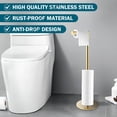 thumbnail image 4 of FUYGRCJ Toilet Paper Holder Free Standing Toilet Roll Holder with Top Storage Shelf Rustproof Stainless Steel Toilet Paper Stand Pedestal Toilet Paper Dispenser No Drilling Toilet Paper Holder Stand, 4 of 10