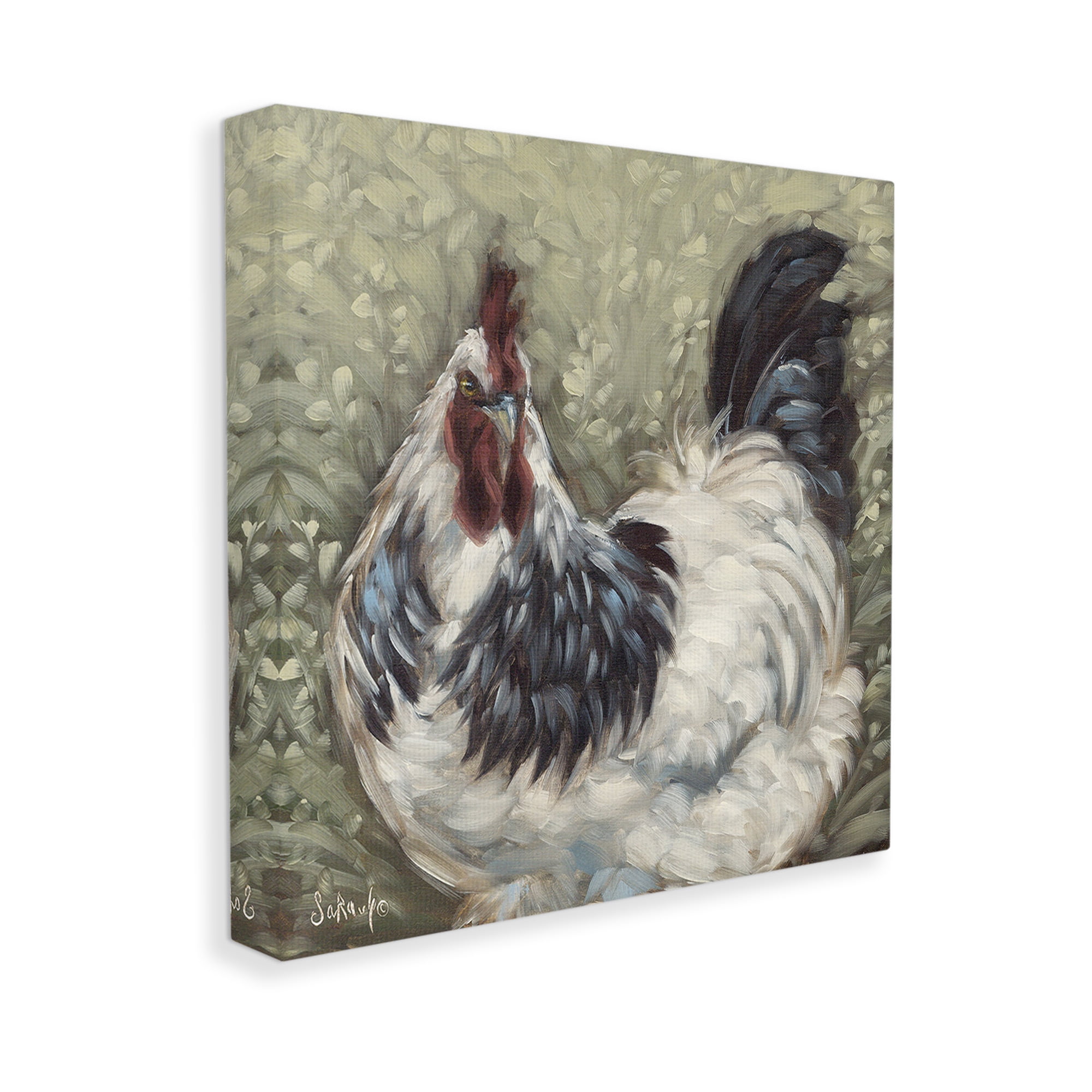 Stupell Industries Hen in Country Meadow Animals & Insects Painting Gallery Wrapped Canvas Art Print Wall Art, 24 x 24