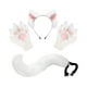thumbnail image 4 of Conjunto de diadema con orejas de animal y guantes de cola para disfrazarse de una hermosa cola larga para fiestas temáticas. Blanco, 4 of 8