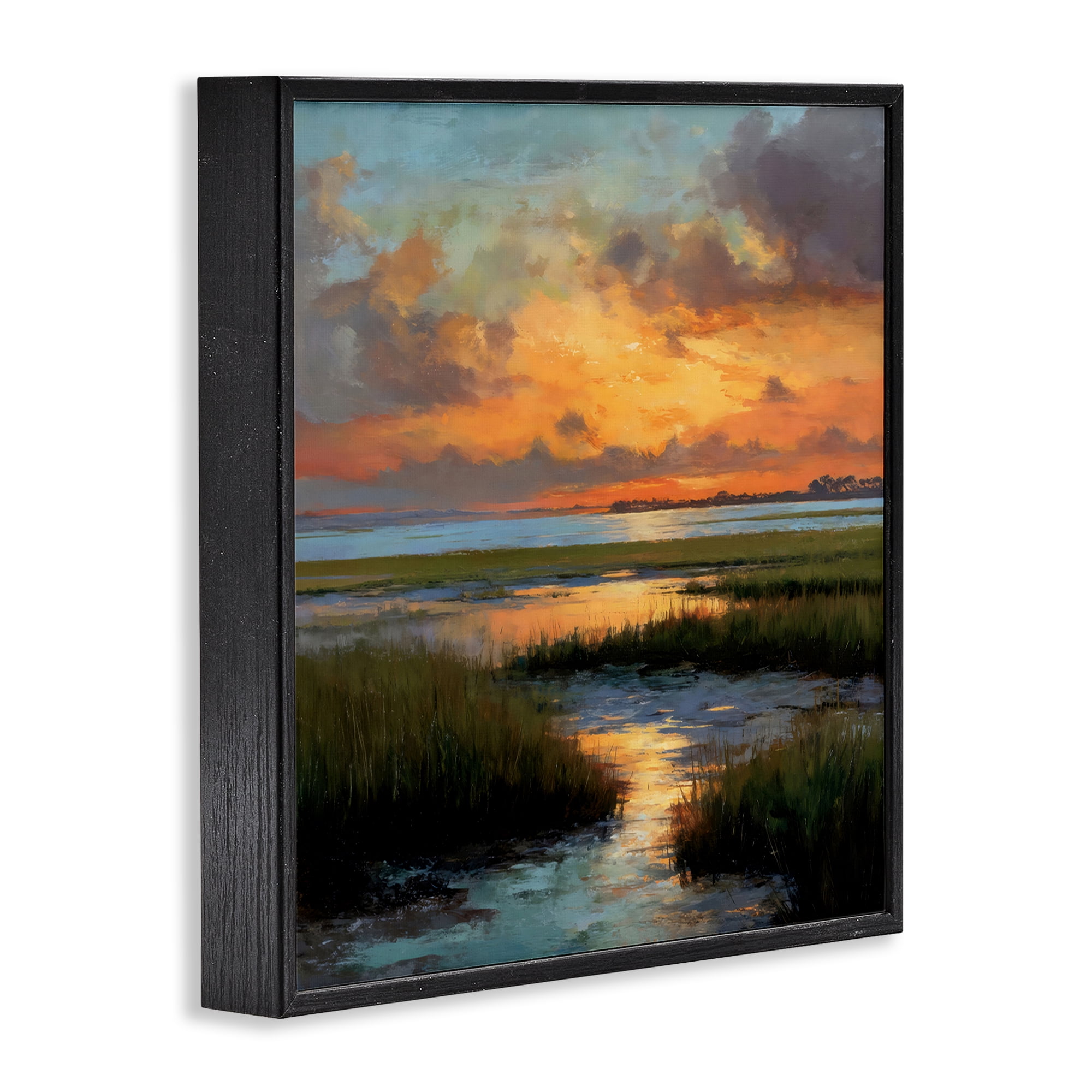 Stupell Industries Evening Marshland Glow Black Framed Giclee Art, design by Petal Prints Design