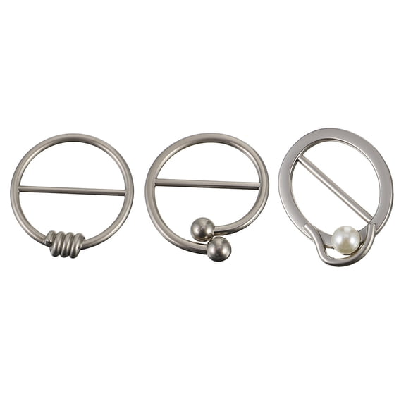 STRANDCHIC 3Pcs Scarf Rings Scarf Clips Round Silver Fashion Enhancement for Weddings