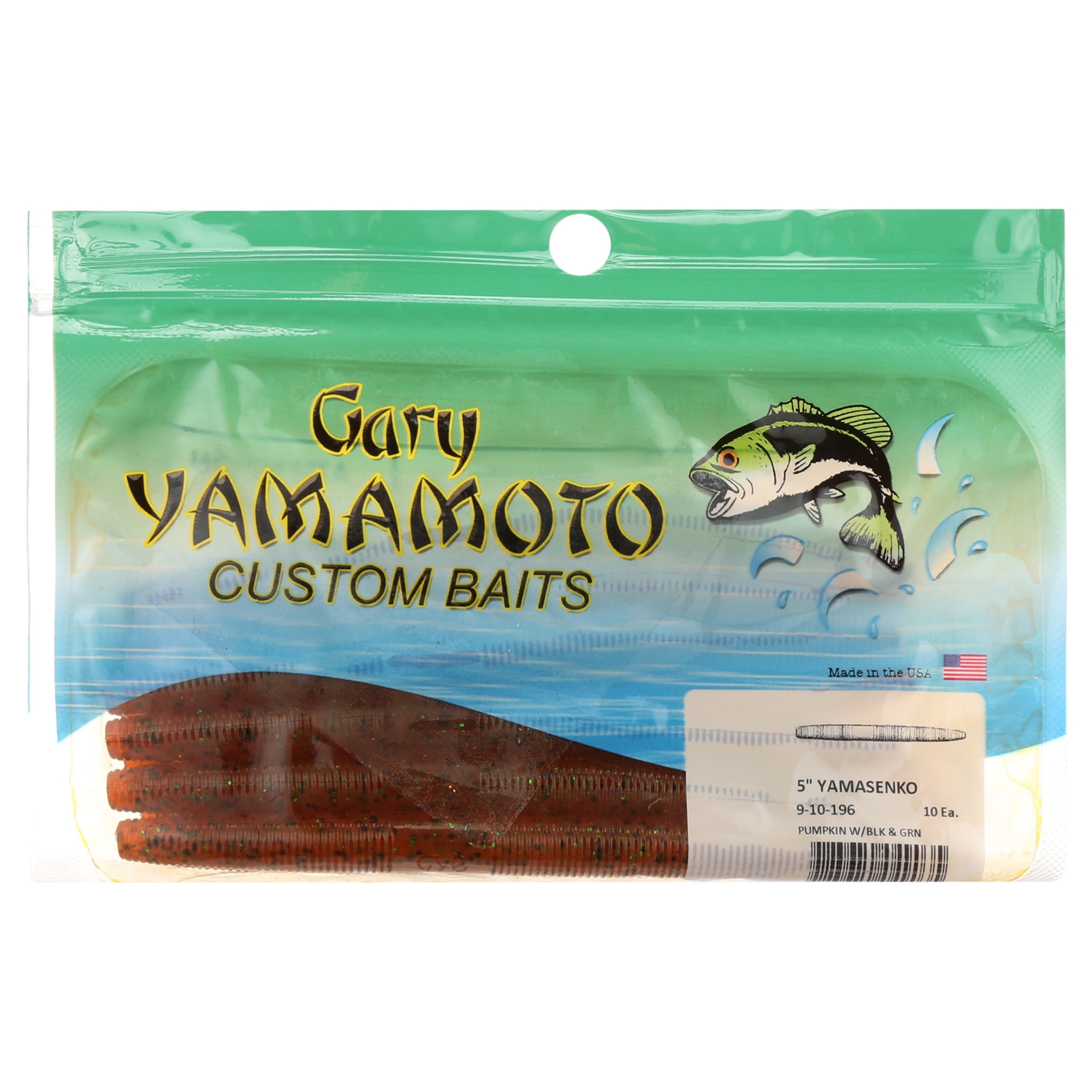 Gary Yamamoto Fishing Baits 5 Single Tail Hula Grub / Pumpkin Green & Red  