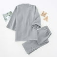 thumbnail image 4 of Men's Japanese Kimono Pajamas Set, Washed Crepe Loose-Fitting Two-Piece Sleepwear for Spring & Fall, Cotton Bathrobe Lounge Suit for Couple, 4 of 4