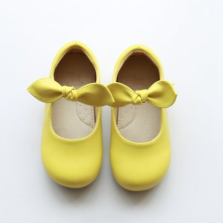 

Toyella Baby Retro Kids Leather Shoes Girls Single Shoes Yellow 25