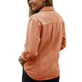 thumbnail image 5 of UDAUDU Denim Shirts Women Crop Tops Long Sleeve Button Down Blouse V Neck Casual Top 2026 Fall Fashion Jackets Camel 2XL, 5 of 8