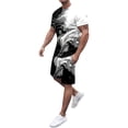 thumbnail image 1 of JHLZHS Drippy Outfits for Men Male Short Sleeve T Shirt and Shorts Two Piece Set with All Print Print Shirt and Quarter Pants Set Workout Clothes for Men Set Rave Outfits for Men, 1 of 5